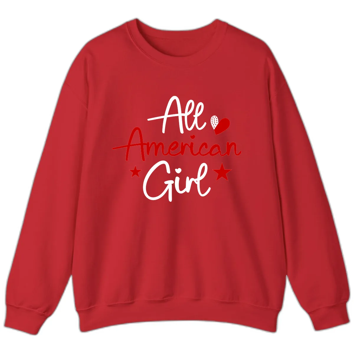 All American Girl Patriotic Heart Stars Sweatshirt in Red