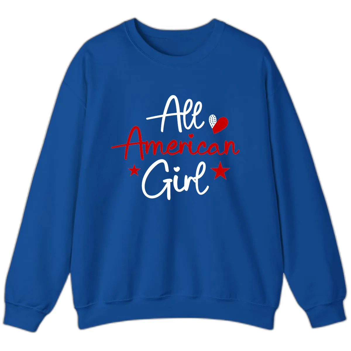 All American Girl Patriotic Heart Stars Sweatshirt in Royal