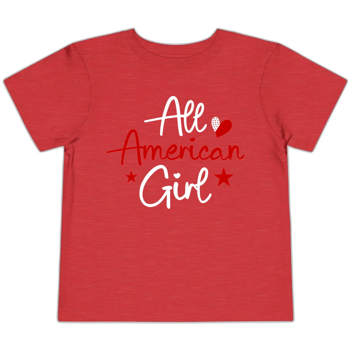 All American Girl Patriotic Heart Stars Toddler T-Shirt in Heather Red