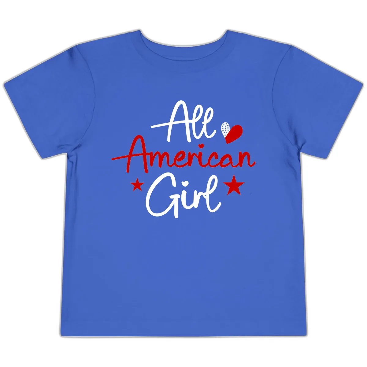 All American Girl Patriotic Heart Stars Toddler T-Shirt in True Royal