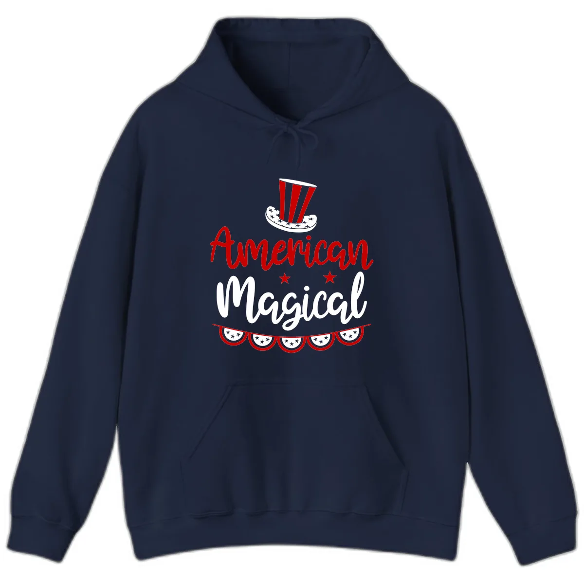 American Magical Patriotic Hat Bunting Hoodie in Navy