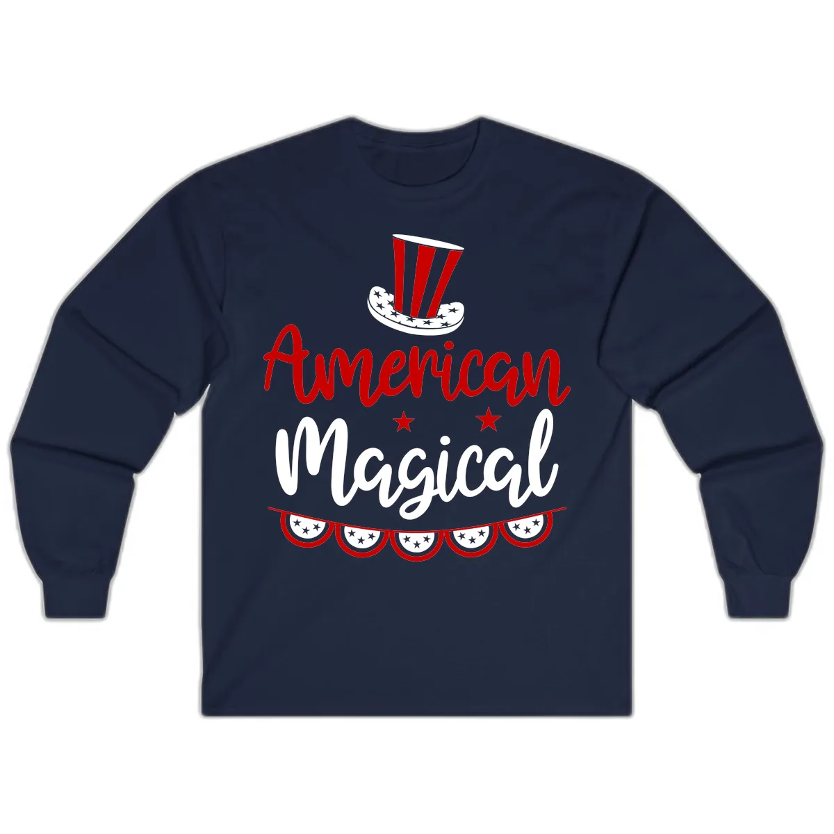 American Magical Patriotic Hat Bunting Long Sleeve in Navy