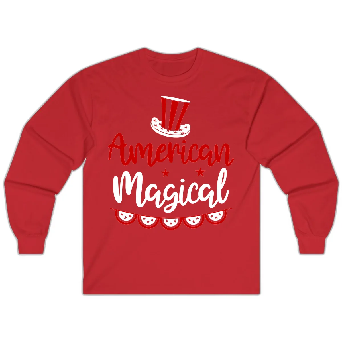 American Magical Patriotic Hat Bunting Long Sleeve in Red