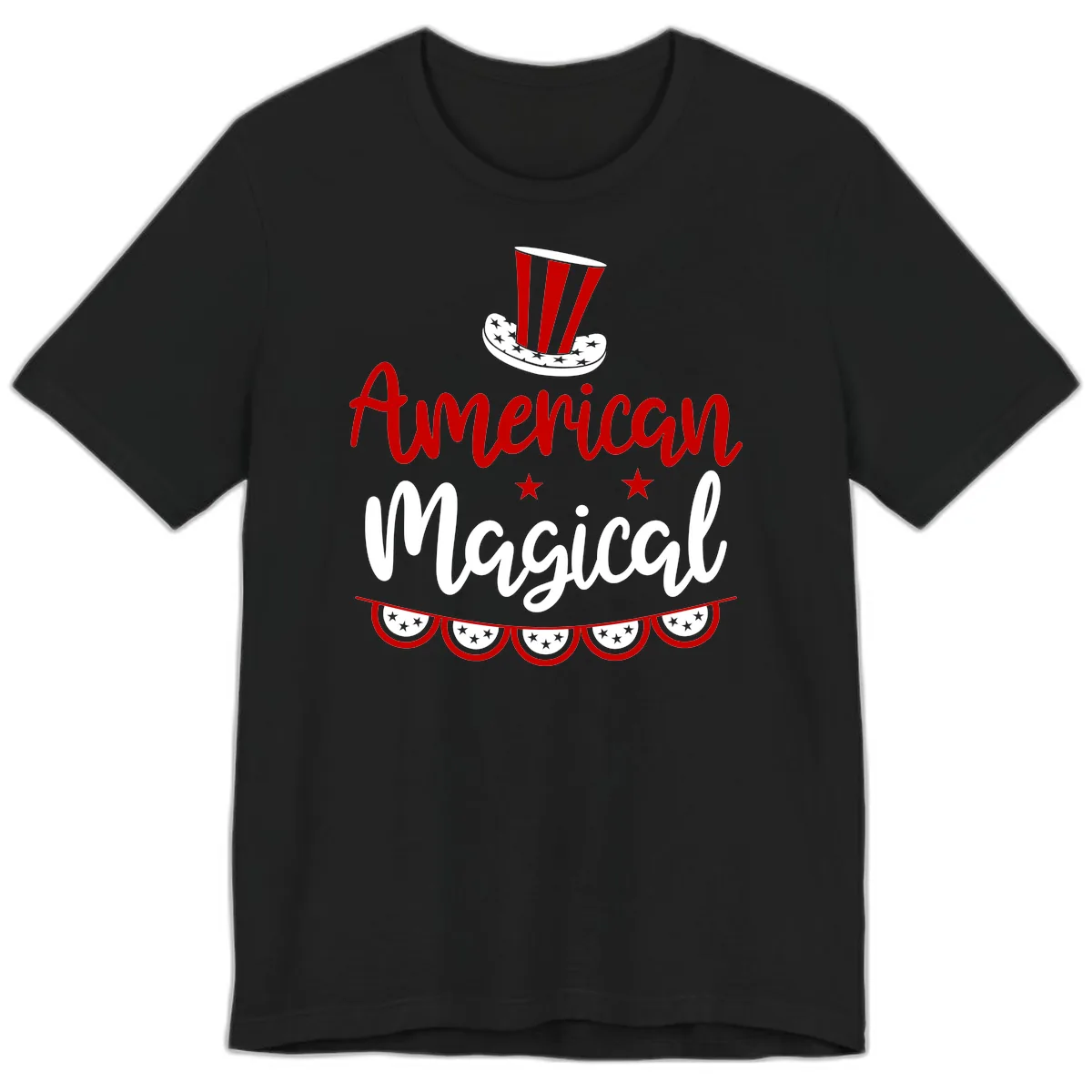 American Magical Patriotic Hat Bunting Premium T-Shirt in Black