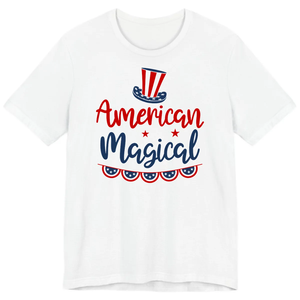 American Magical Patriotic Hat Bunting Premium T-Shirt in White