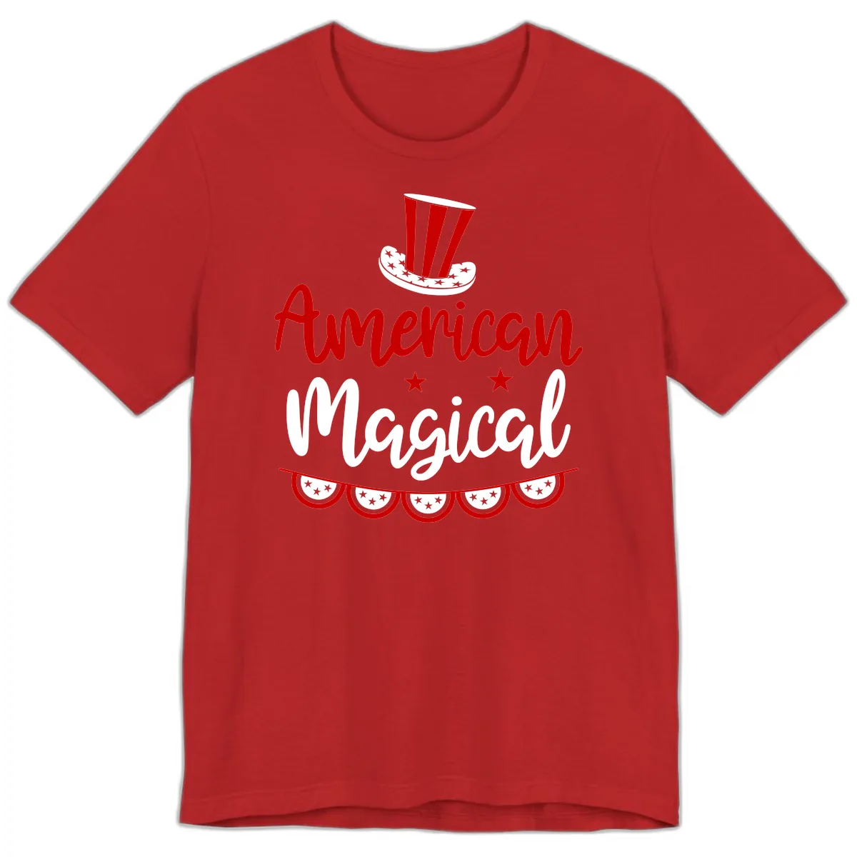 American Magical Patriotic Hat Bunting Premium T-Shirt in Red