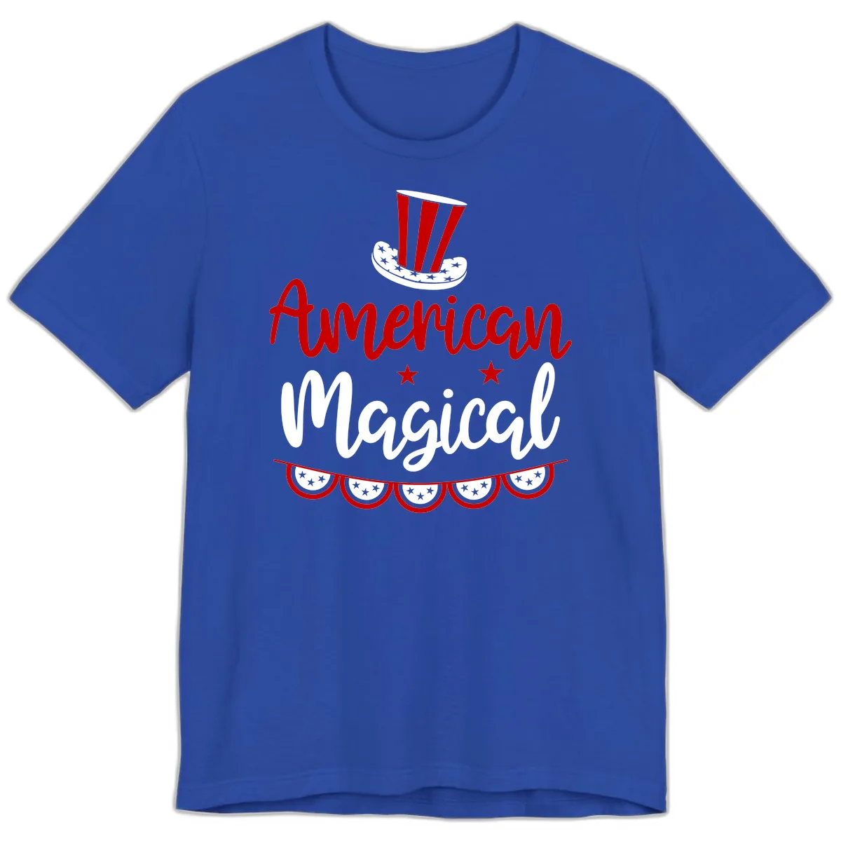 American Magical Patriotic Hat Bunting Premium T-Shirt in True Royal