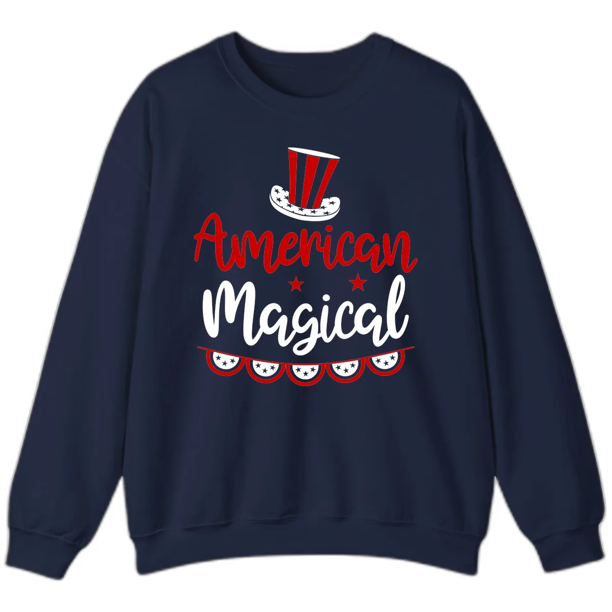 American Magical Patriotic Hat Bunting Sweatshirt in Navy