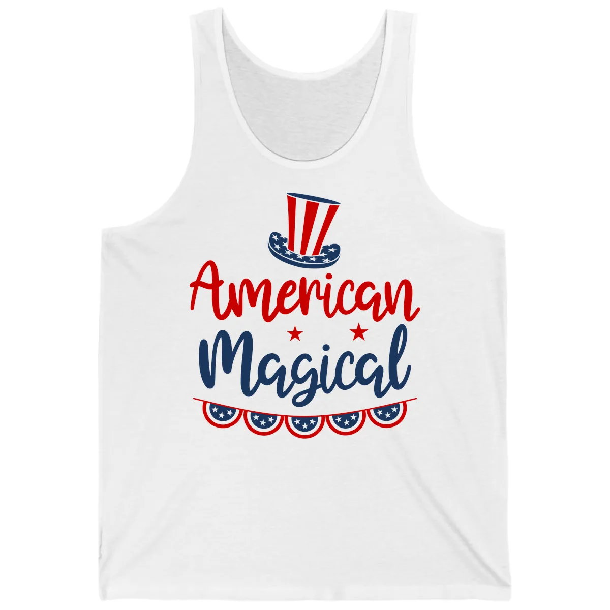 American Magical Patriotic Hat Bunting Tank in White
