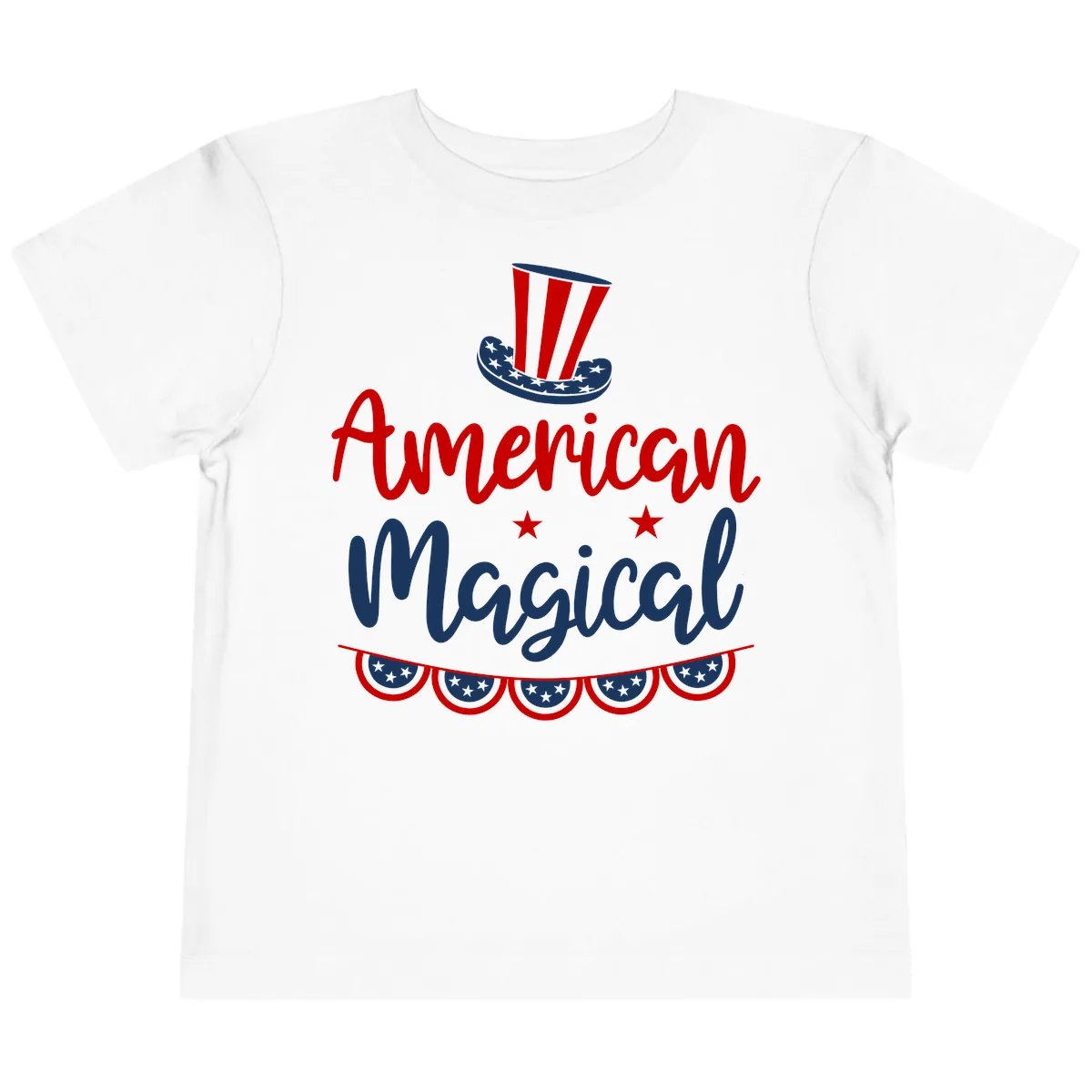 American Magical Patriotic Hat Bunting Toddler T-Shirt in White