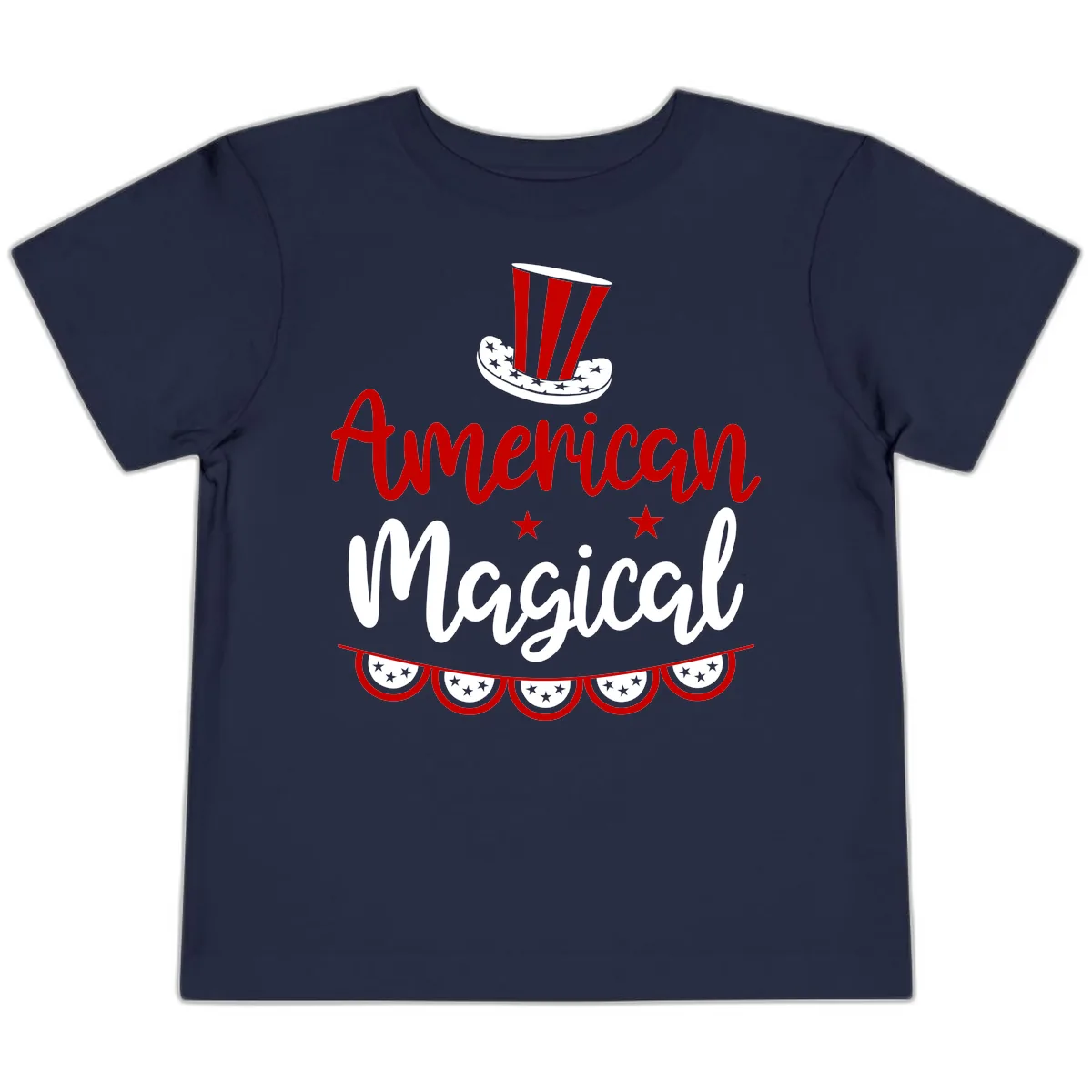 American Magical Patriotic Hat Bunting Toddler T-Shirt in Navy