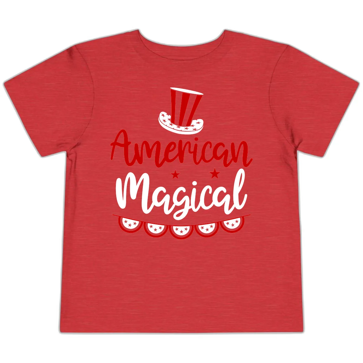American Magical Patriotic Hat Bunting Toddler T-Shirt in Heather Red