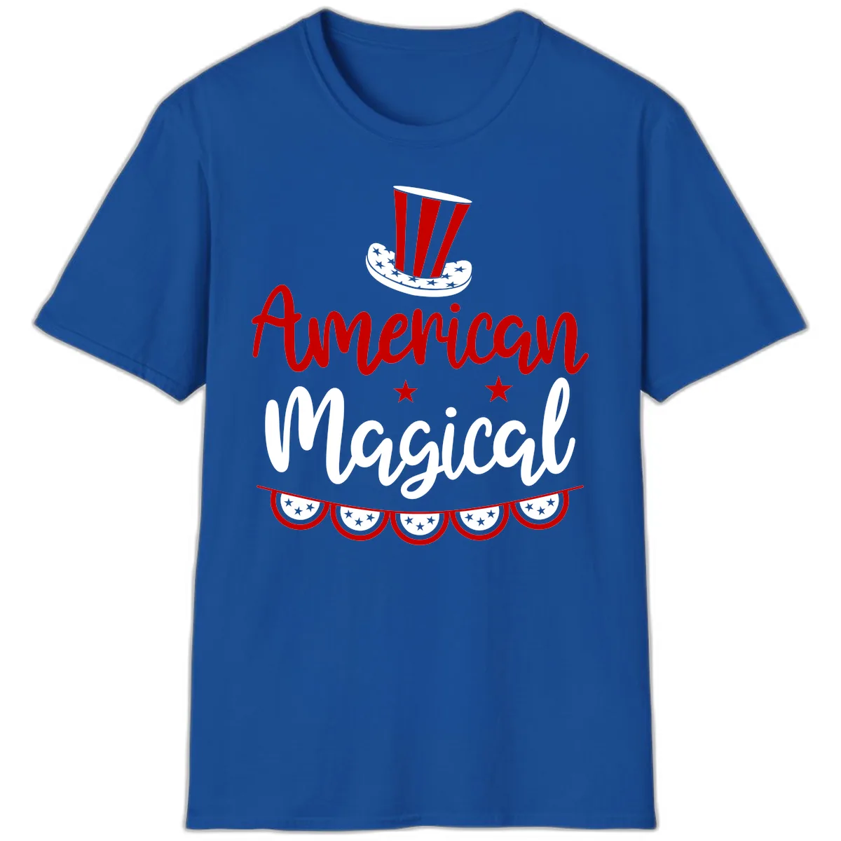 American Magical Patriotic Hat Bunting T-Shirt in Royal