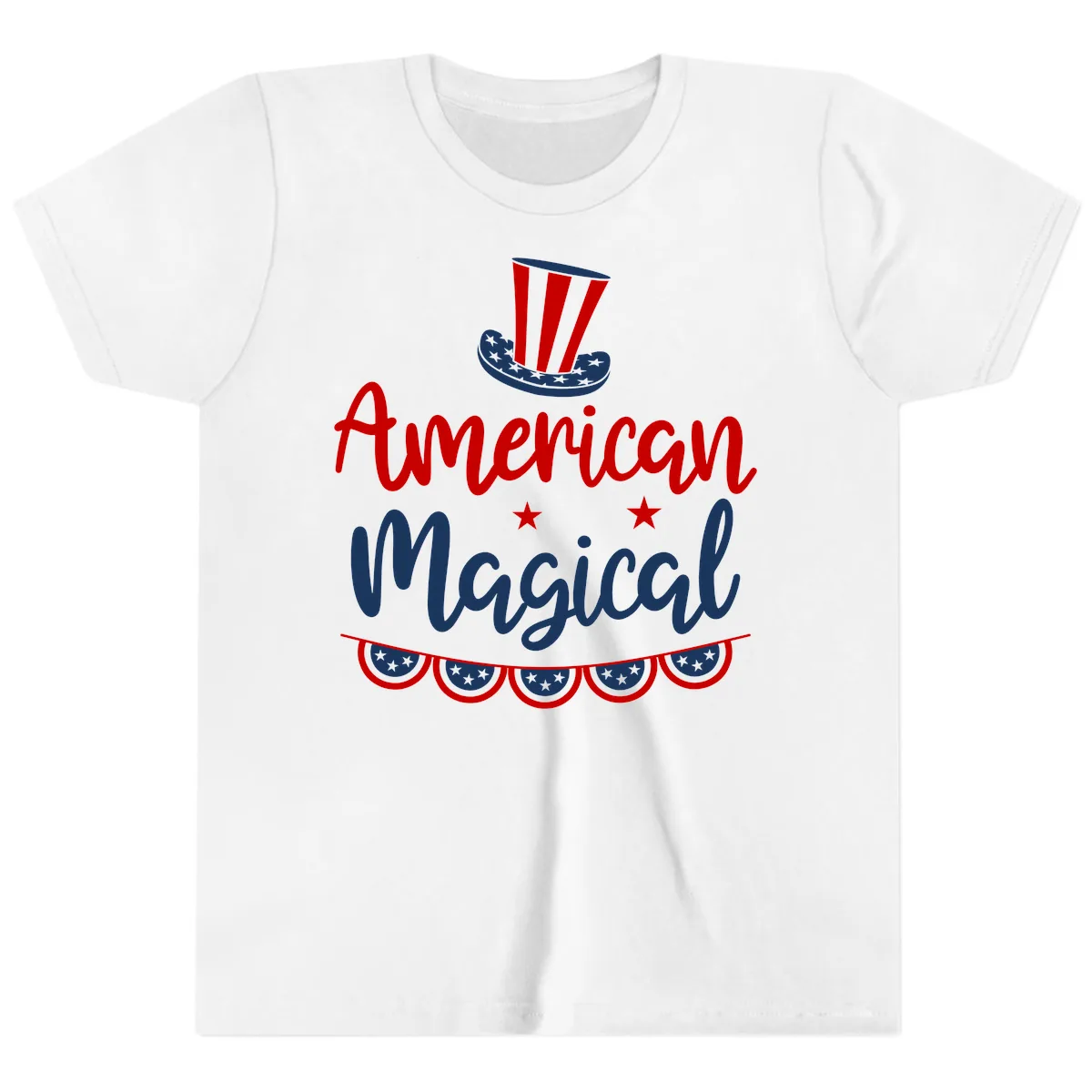 American Magical Patriotic Hat Bunting Youth T-Shirt in White