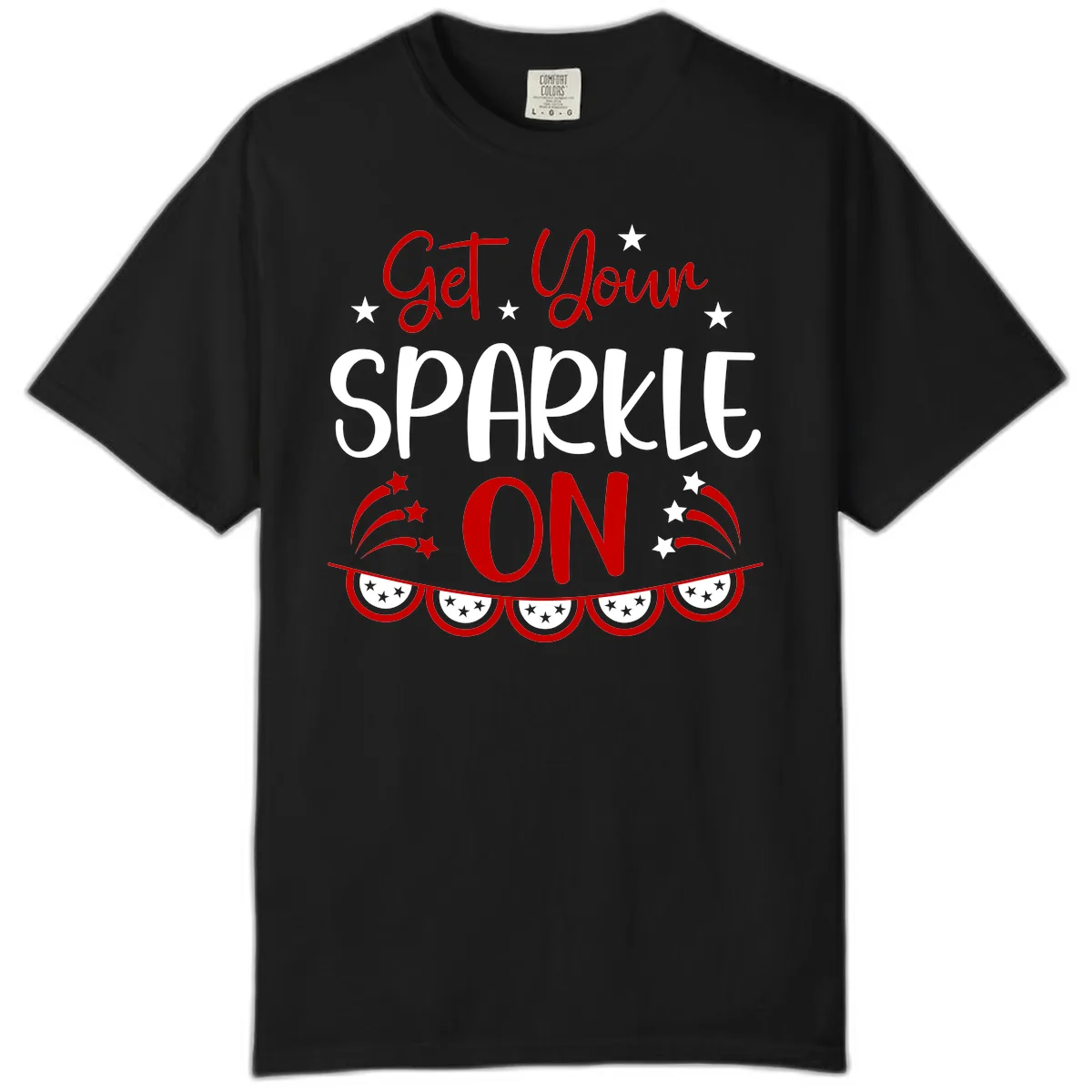 Get Your Sparkle On Patriotic Design Comfort Color in Black