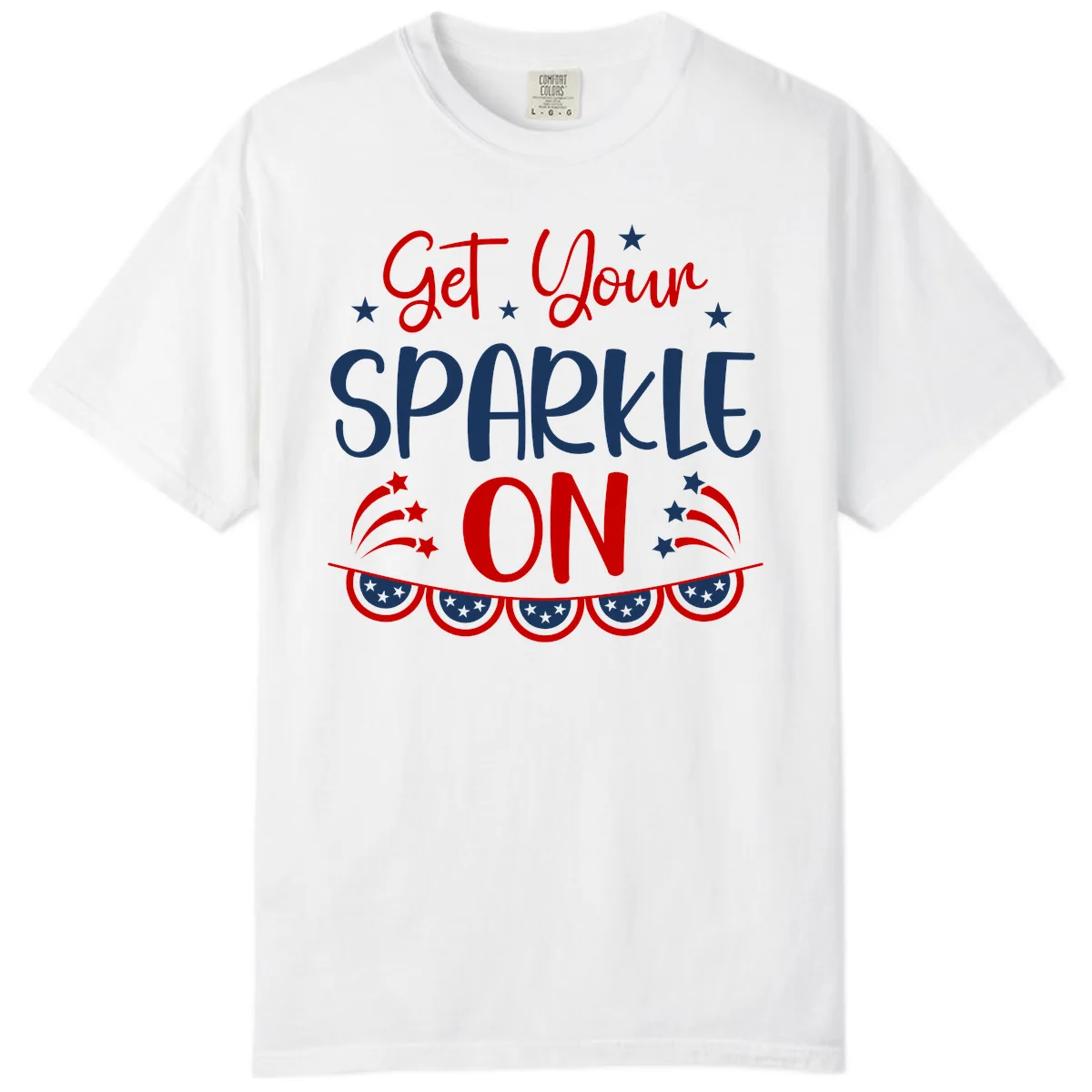 Get Your Sparkle On Patriotic Design Comfort Color in White