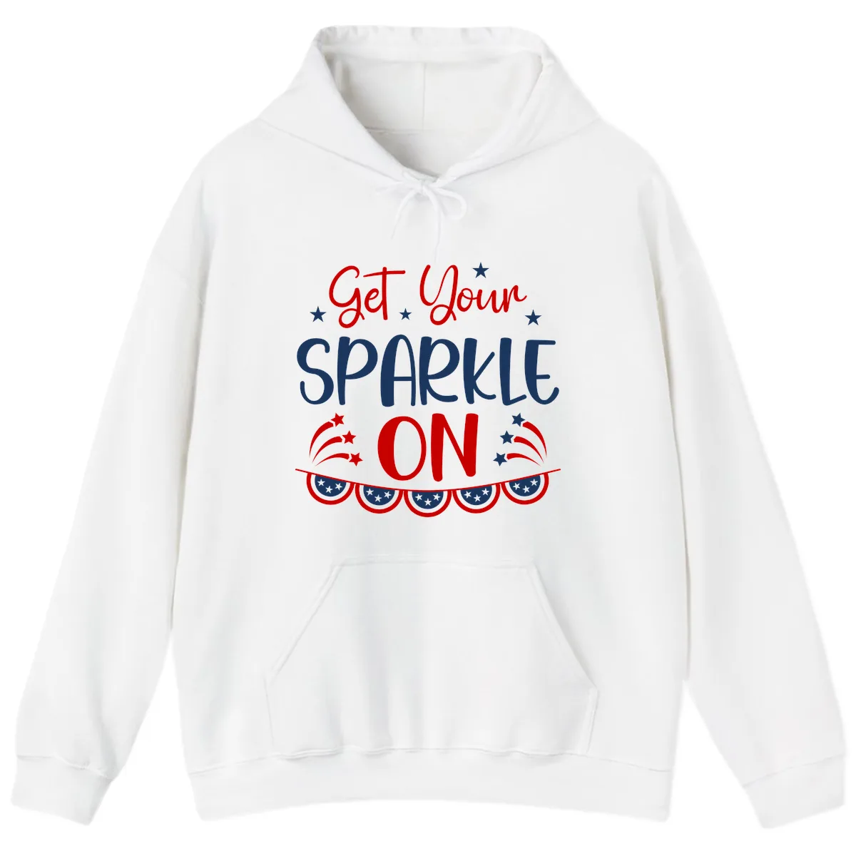 Get Your Sparkle On Patriotic Design Hoodie in White