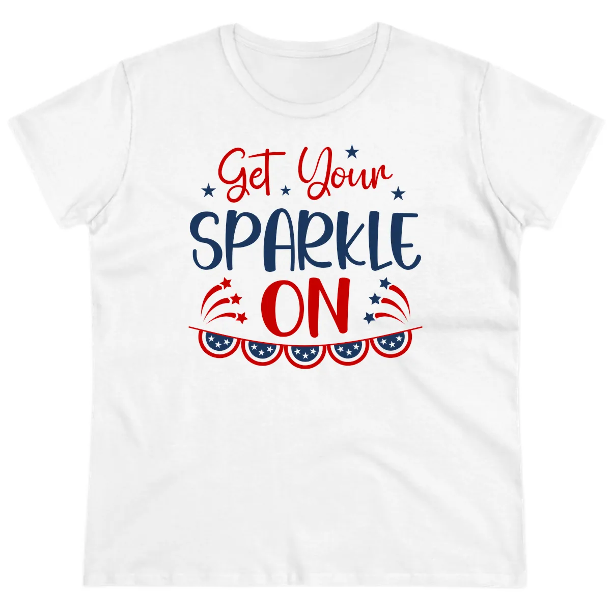 Get Your Sparkle On Patriotic Design Ladies Tee in White
