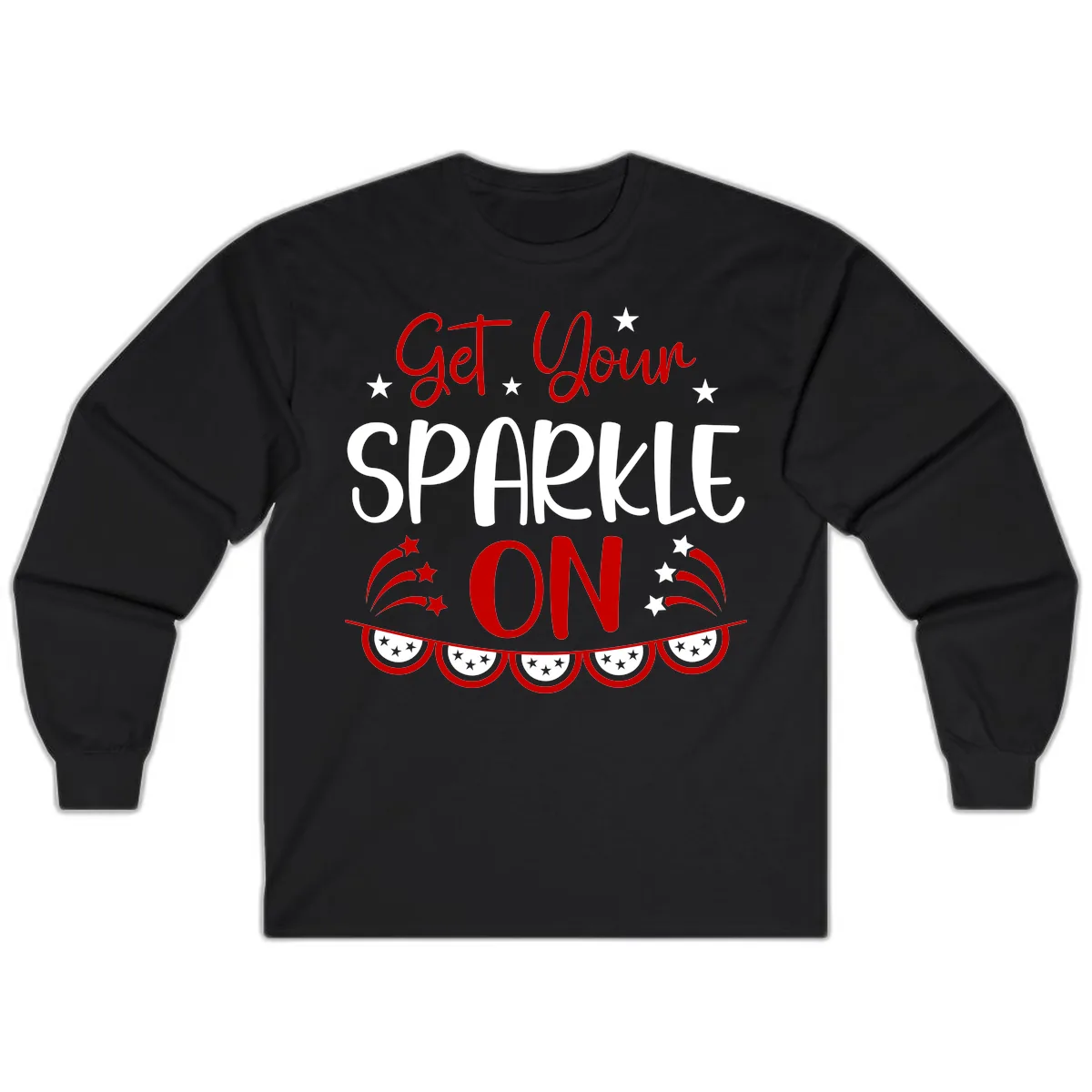Get Your Sparkle On Patriotic Design Long Sleeve in Black
