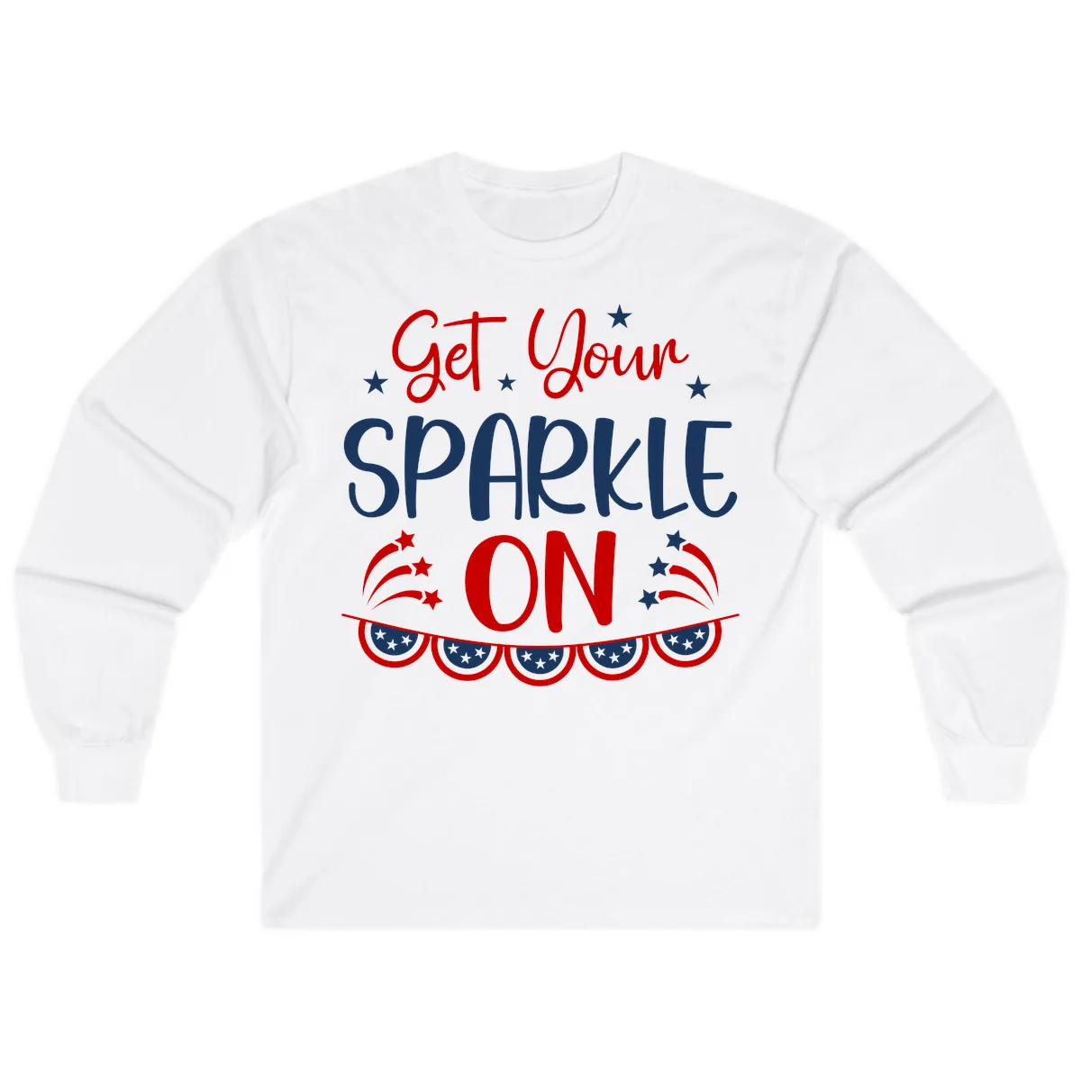 Get Your Sparkle On Patriotic Design Long Sleeve in White