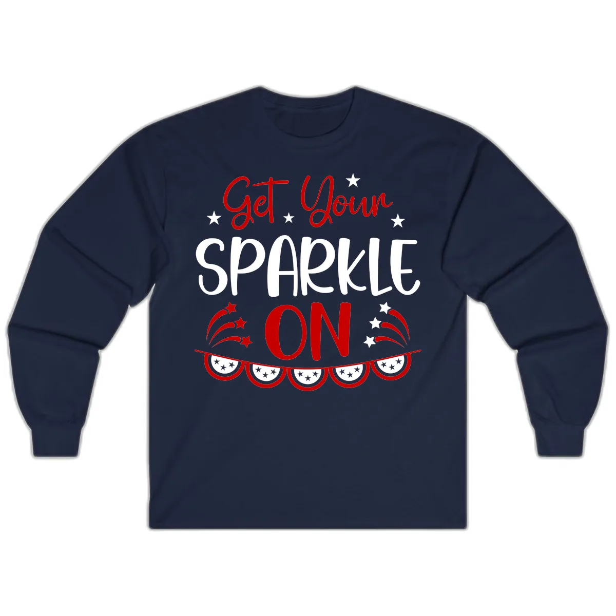 Get Your Sparkle On Patriotic Design Long Sleeve in Navy