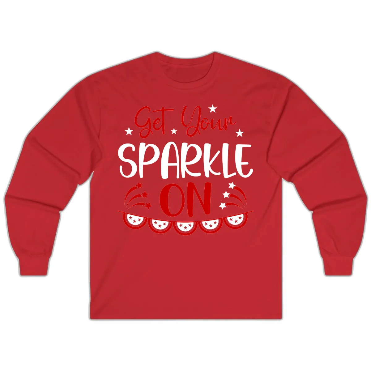 Get Your Sparkle On Patriotic Design Long Sleeve in Red