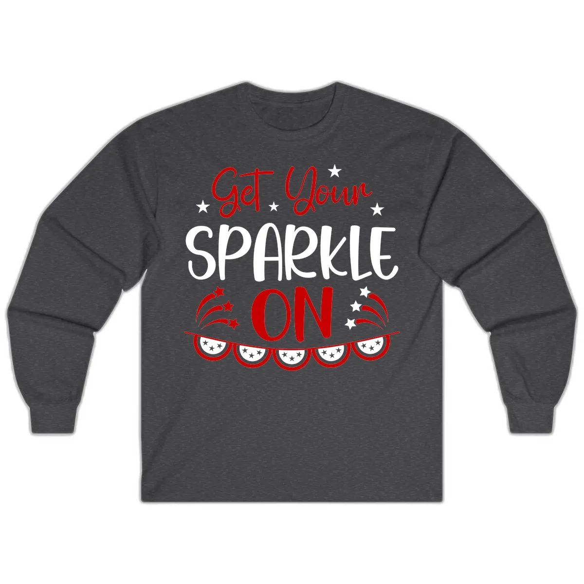 Get Your Sparkle On Patriotic Design Long Sleeve in Dark Heather