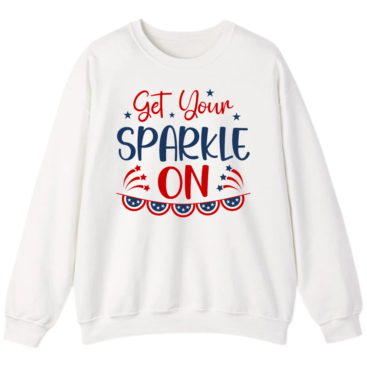 Get Your Sparkle On Patriotic Design Sweatshirt in White