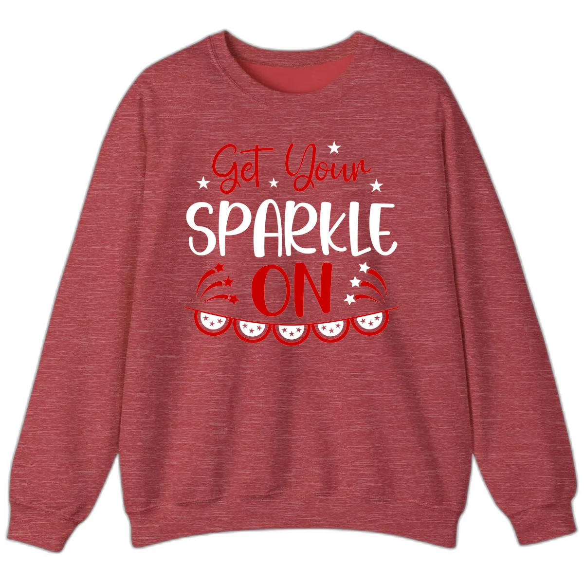 Get Your Sparkle On Patriotic Design Sweatshirt in Heather Scarlet Red