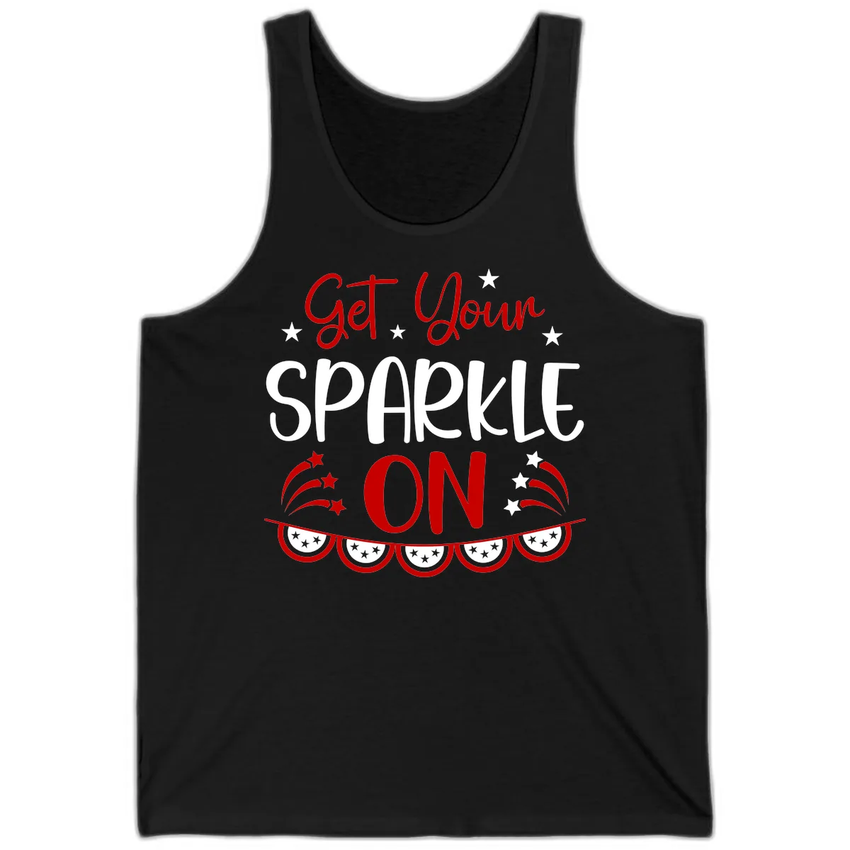 Get Your Sparkle On Patriotic Design Tank in Black
