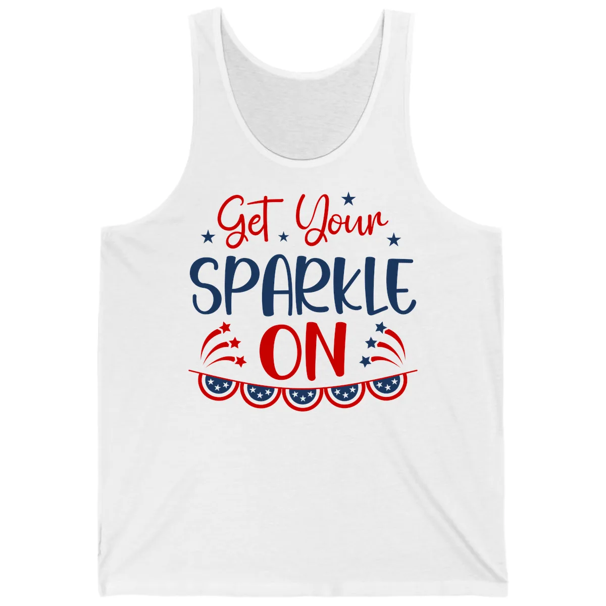 Get Your Sparkle On Patriotic Design Tank in White