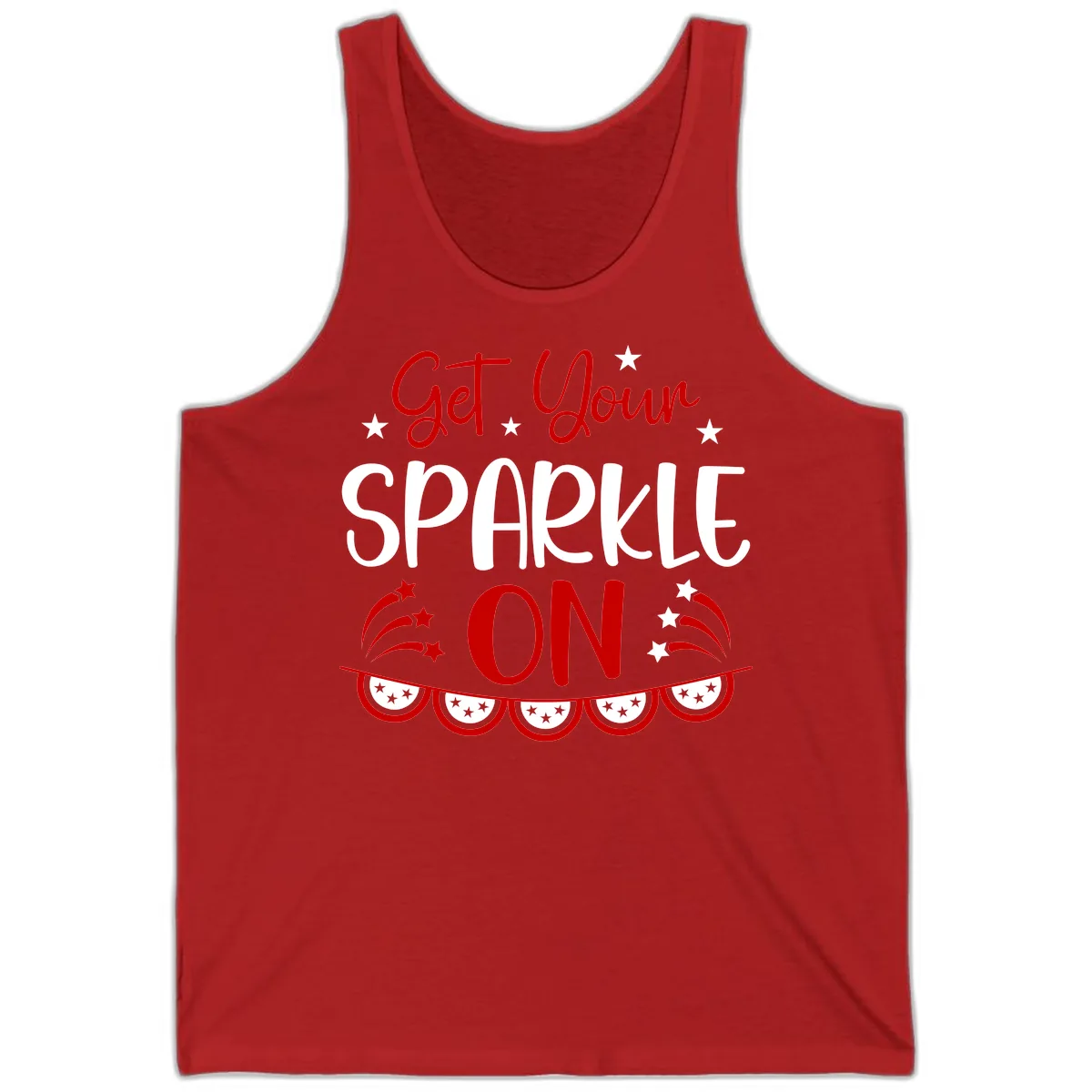 Get Your Sparkle On Patriotic Design Tank in Red