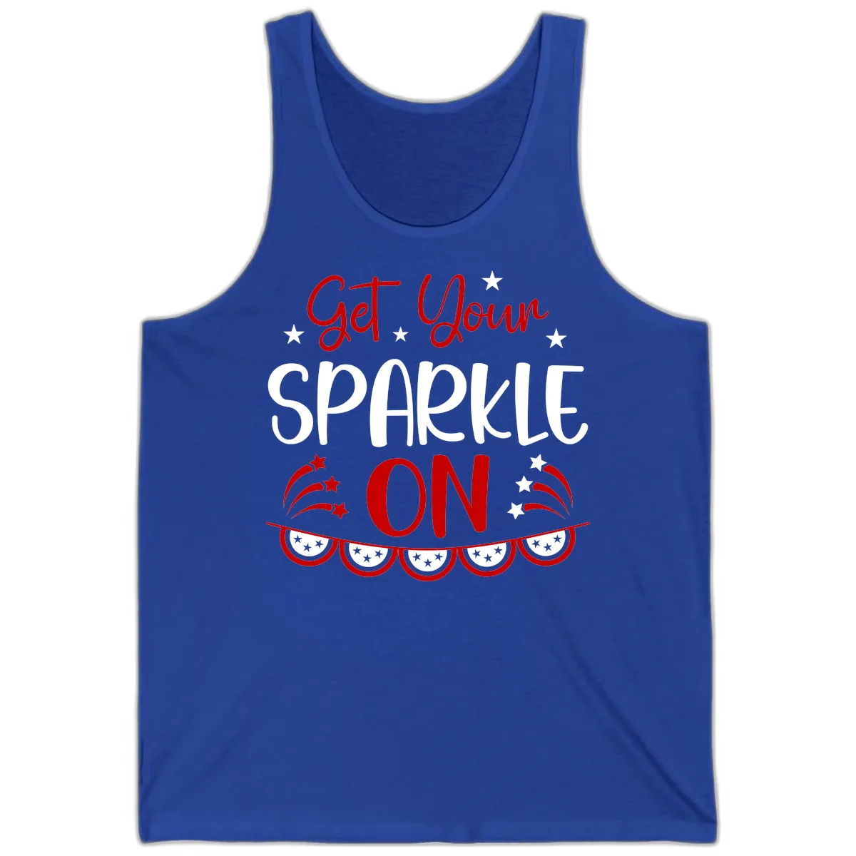 Get Your Sparkle On Patriotic Design Tank in True Royal