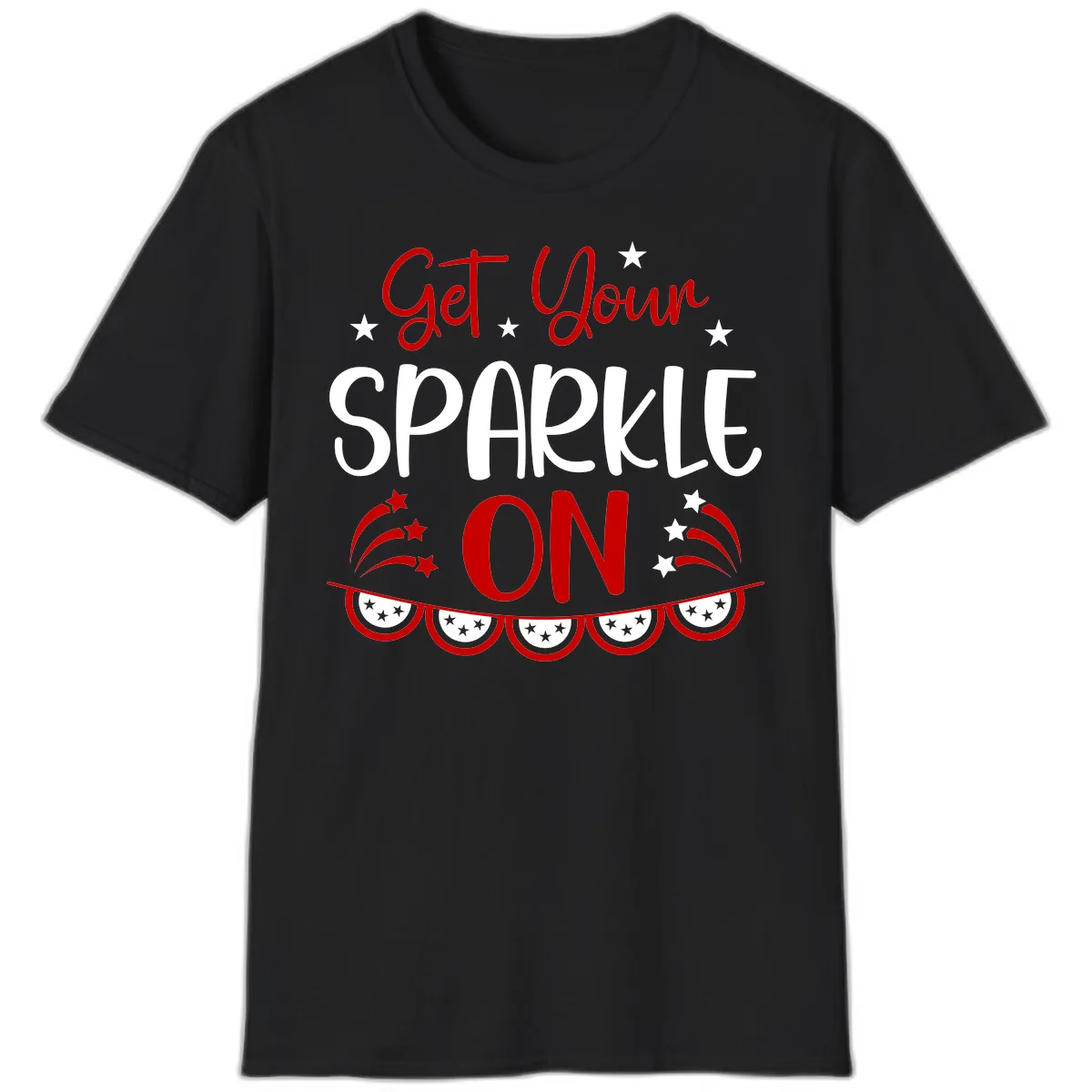 Get Your Sparkle On Patriotic Design T-Shirt in Black