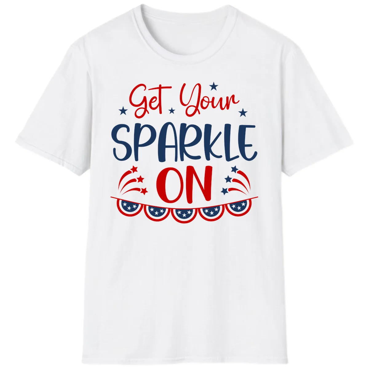 Get Your Sparkle On Patriotic Design T-Shirt in White