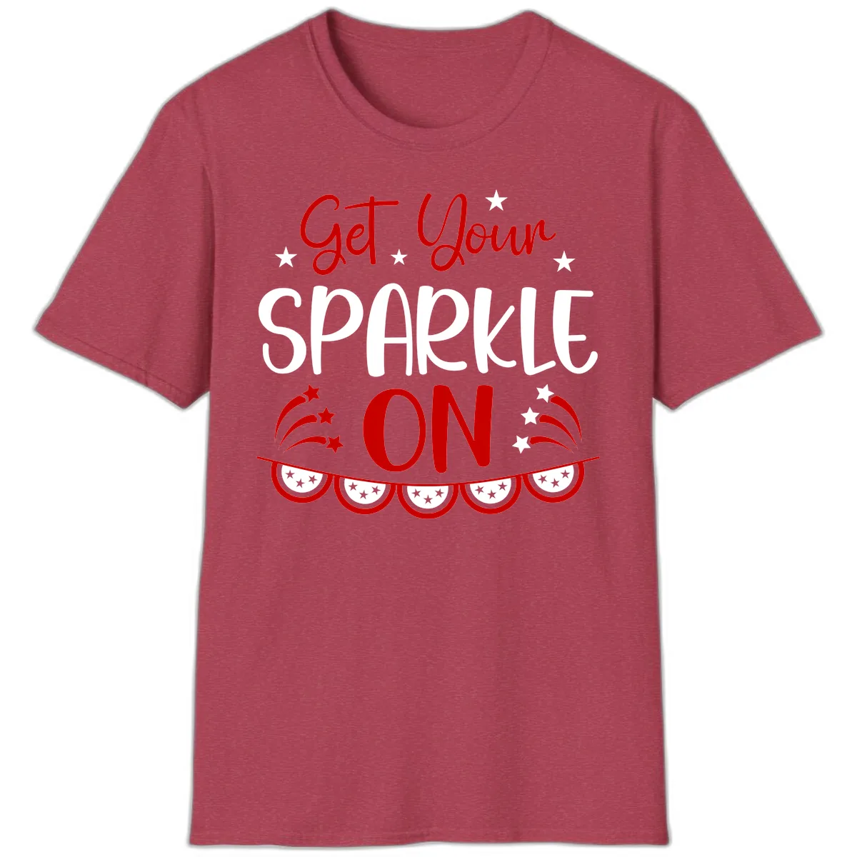 Get Your Sparkle On Patriotic Design T-Shirt in Heather Cardinal