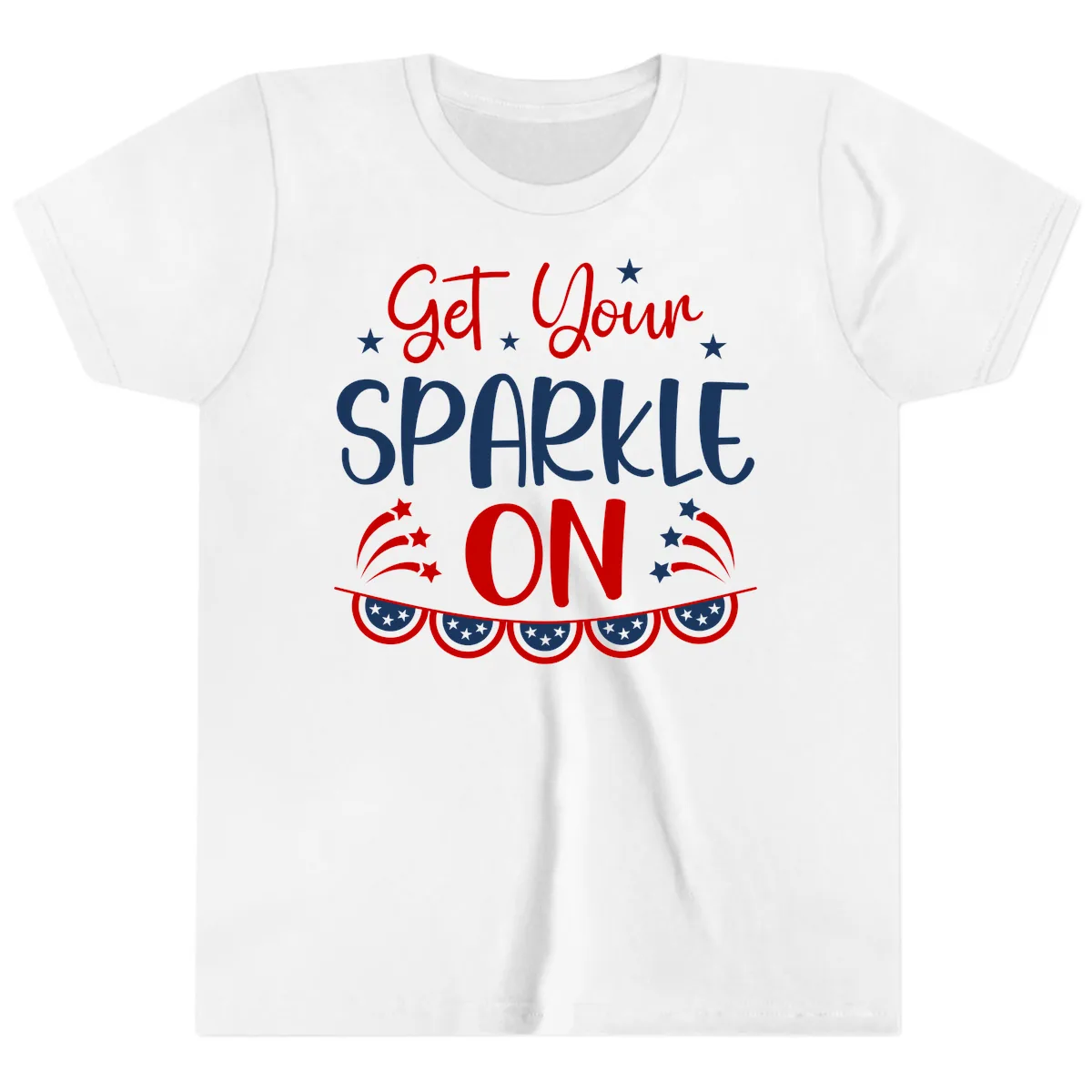 Get Your Sparkle On Patriotic Design Youth T-Shirt in White