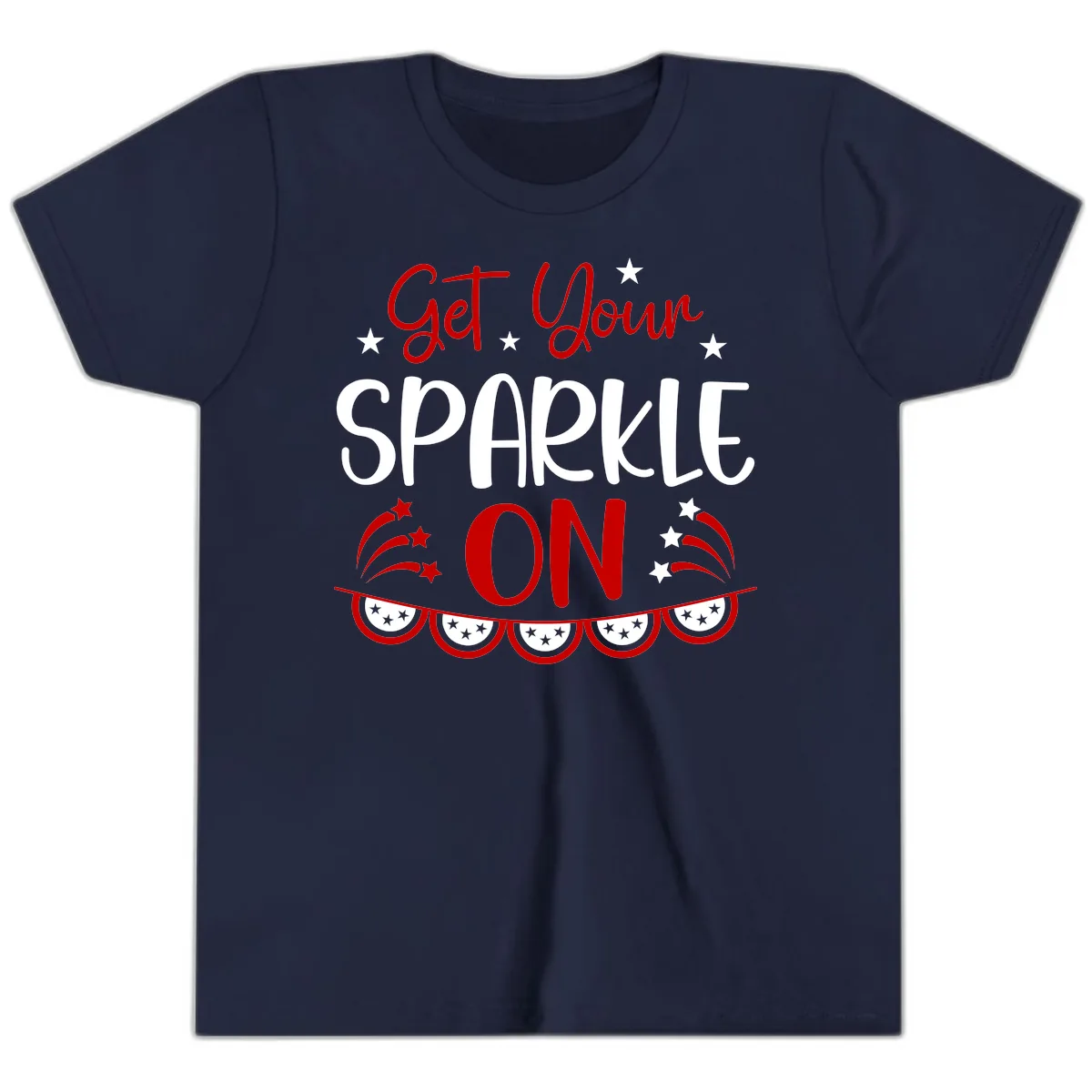 Get Your Sparkle On Patriotic Design Youth T-Shirt in Navy