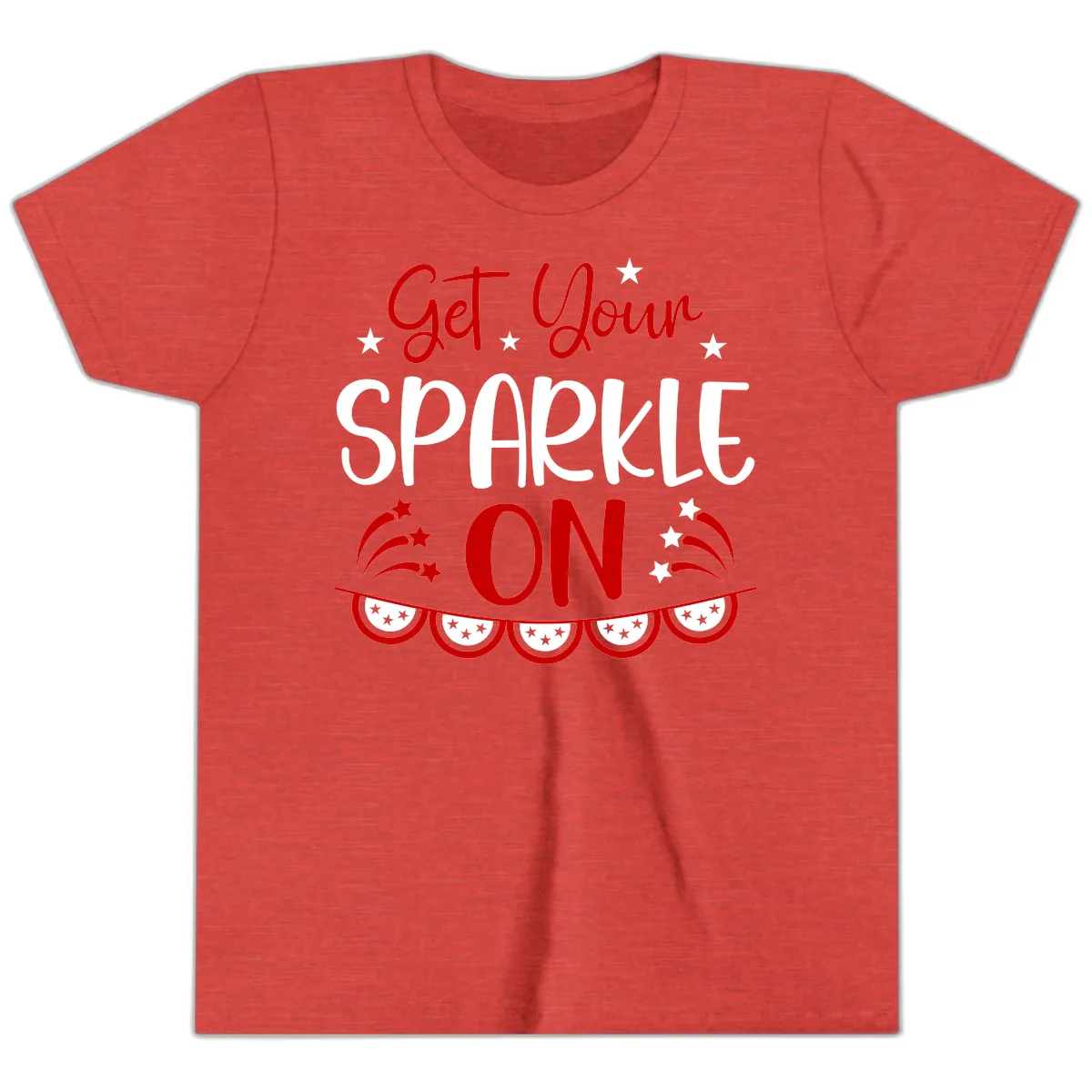 Get Your Sparkle On Patriotic Design Youth T-Shirt in Heather Red