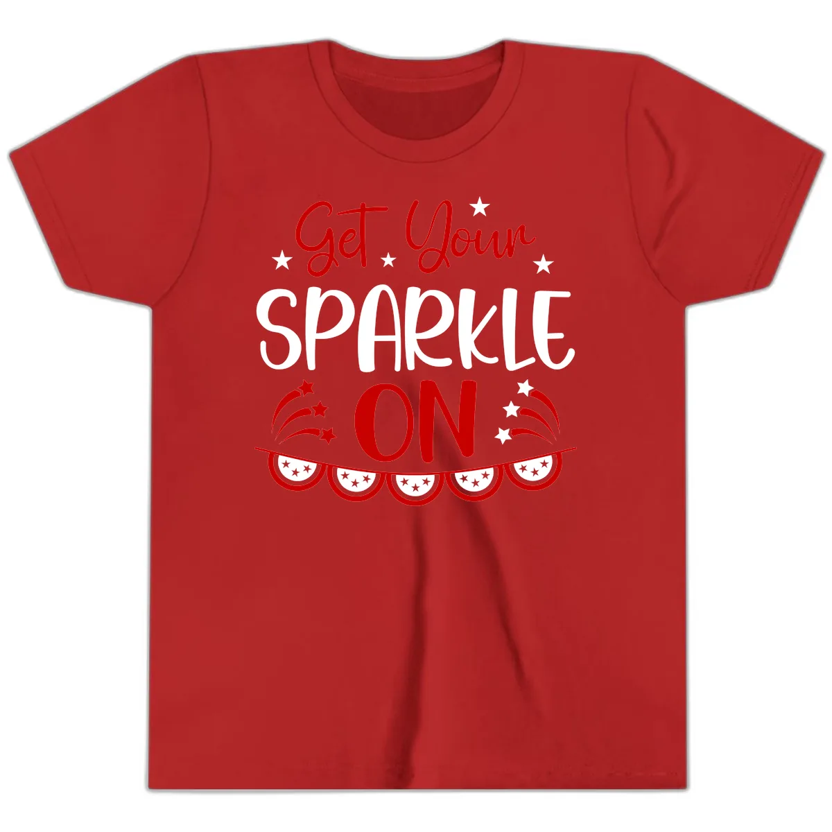 Get Your Sparkle On Patriotic Design Youth T-Shirt in Red