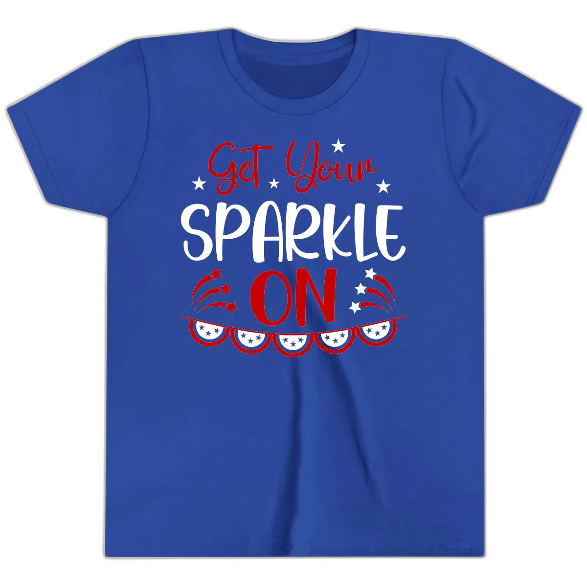 Get Your Sparkle On Patriotic Design Youth T-Shirt in True Royal