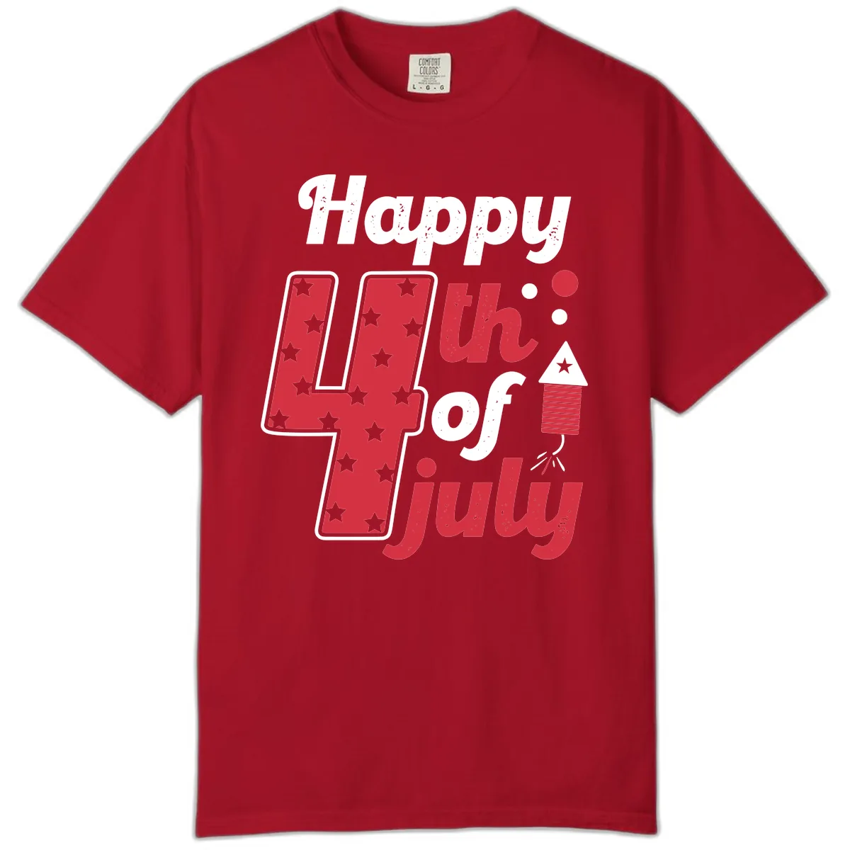 Happy Fourth of July Firecracker Stars Comfort Color in Red