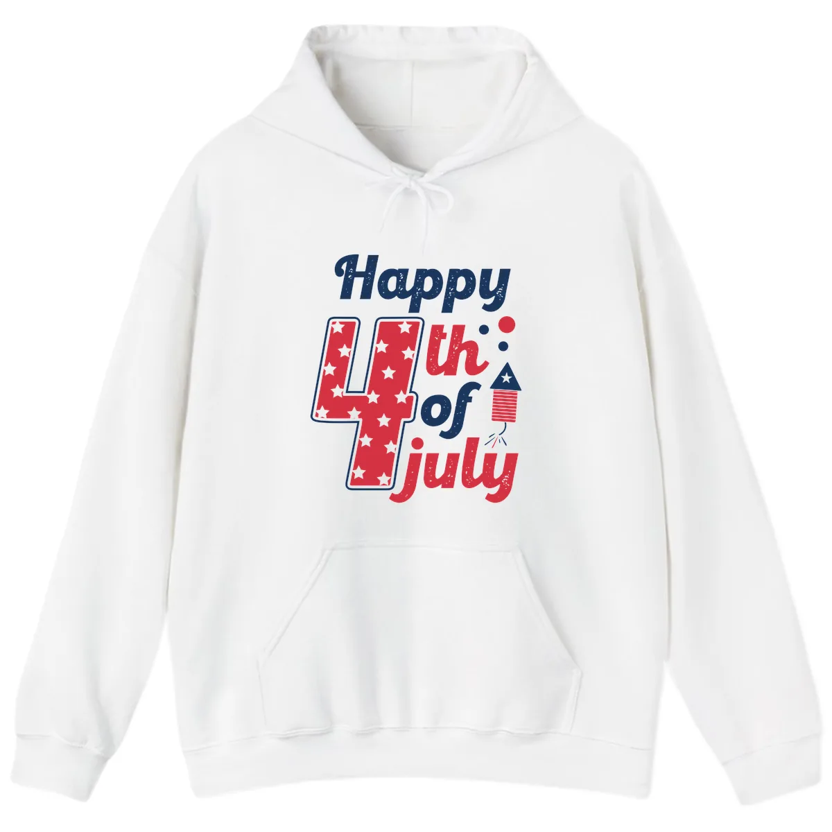 Happy Fourth of July Firecracker Stars Hoodie in White