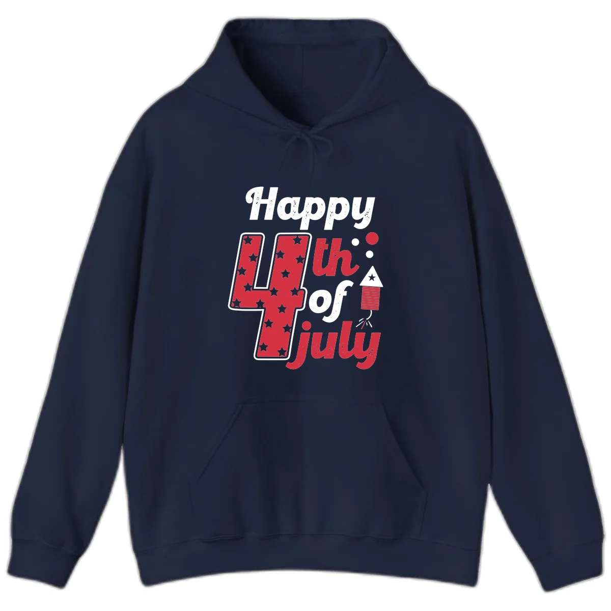 Happy Fourth of July Firecracker Stars Hoodie in Navy