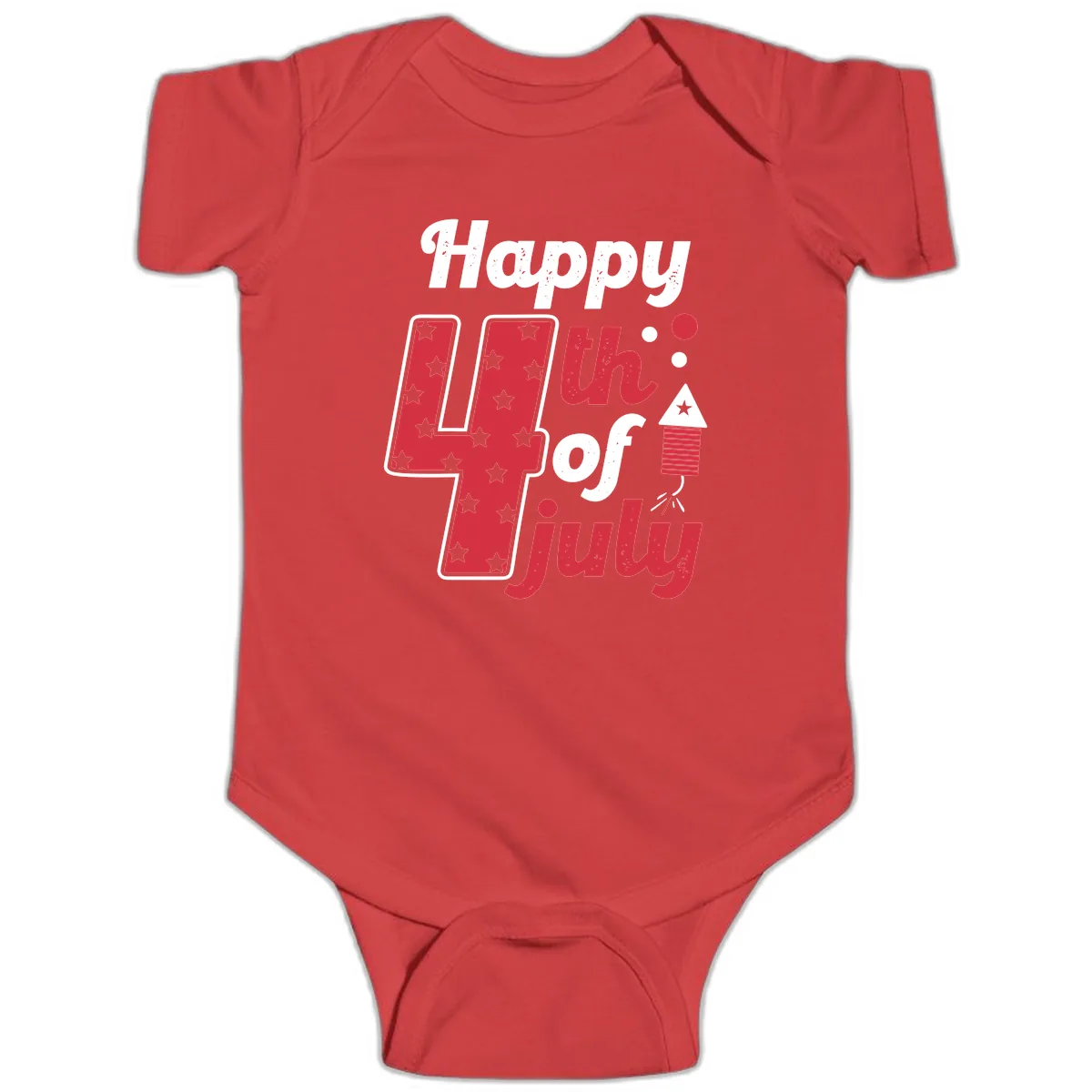 Happy Fourth of July Firecracker Stars Baby Onesie in Red