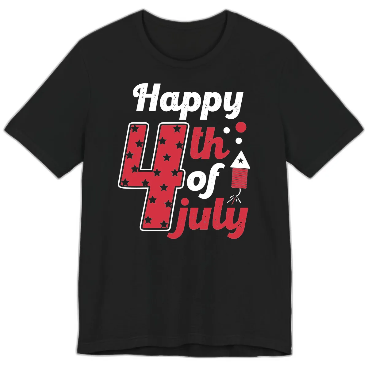Happy Fourth of July Firecracker Stars Premium T-Shirt in Black