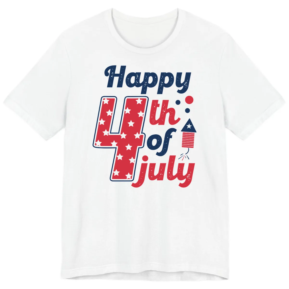 Happy Fourth of July Firecracker Stars Premium T-Shirt in White