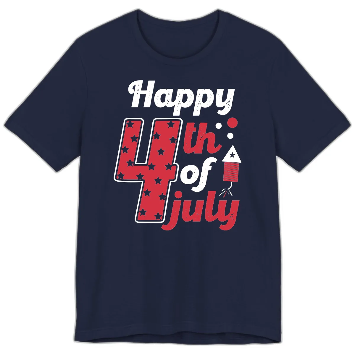 Happy Fourth of July Firecracker Stars Premium T-Shirt in Navy