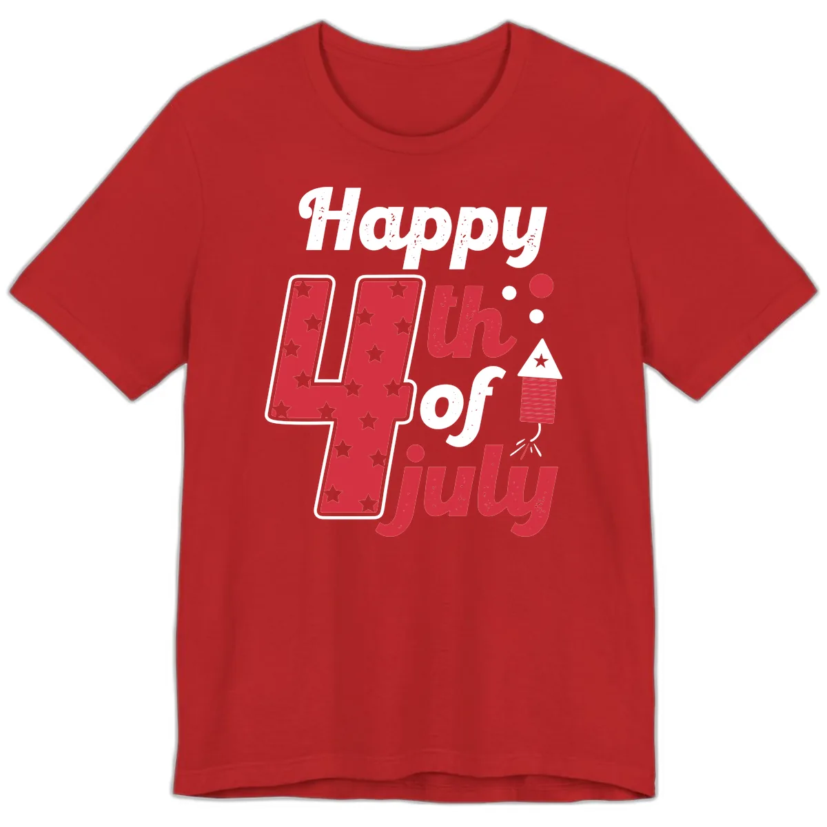 Happy Fourth of July Firecracker Stars Premium T-Shirt in Red