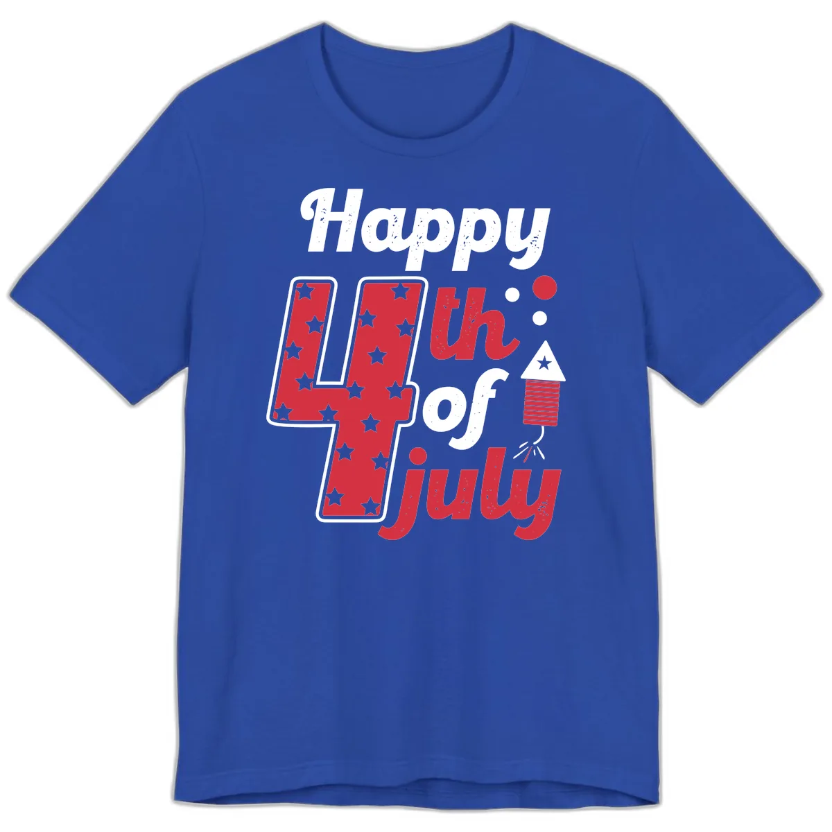 Happy Fourth of July Firecracker Stars Premium T-Shirt in True Royal
